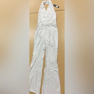 NWT Women’s Fashion Nova 1 piece halter suit adult medium white new with tags